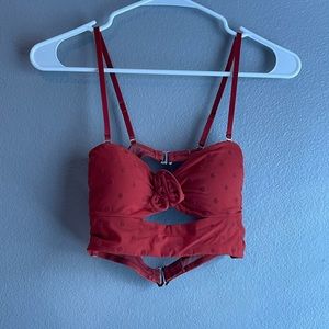 Darker orange polkadot corset crop top